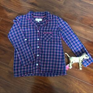 Victoria's Secret Blue Pink Flannel Pajama Top XS